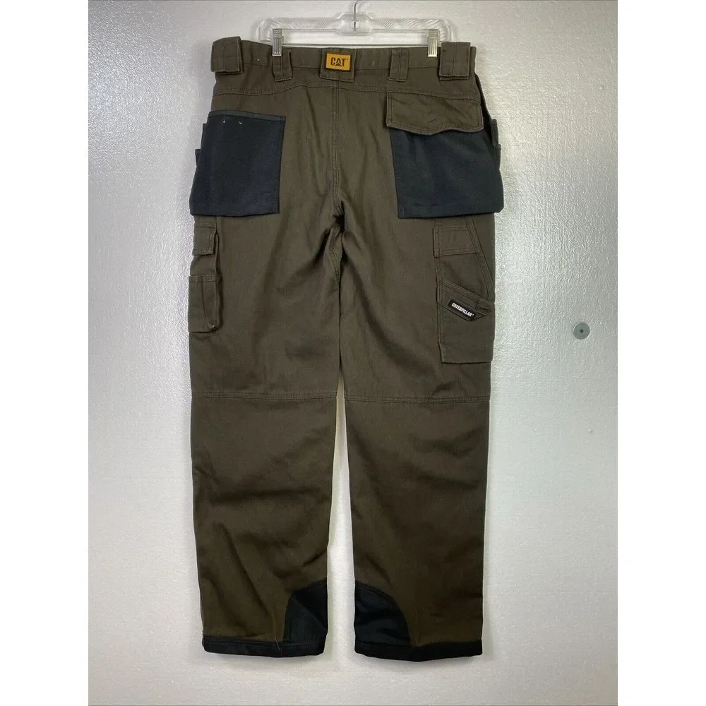 Caterpillar CAT C172 Work Pants Mens 38/34 Brown‎ Hvy Canvas Tool Gear Pockets